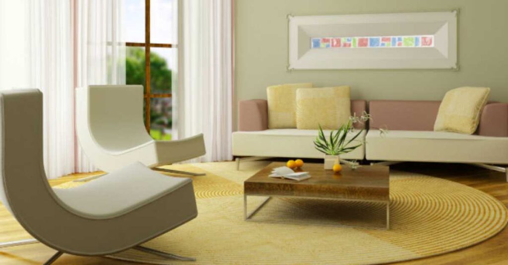 Can you put a rectangular coffee table on a round rug?